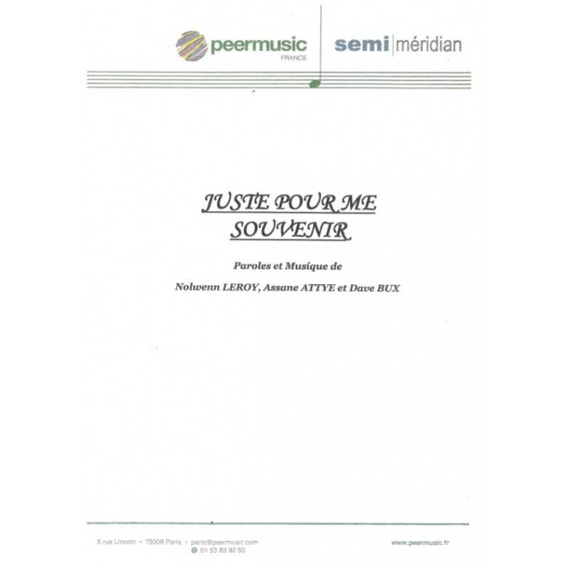 Sheet music JUSTE POUR ME SOUVENIR Nolwenn Leroy