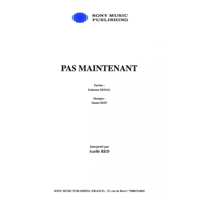 Partition PAS MAINTENANT Axelle RED pdf