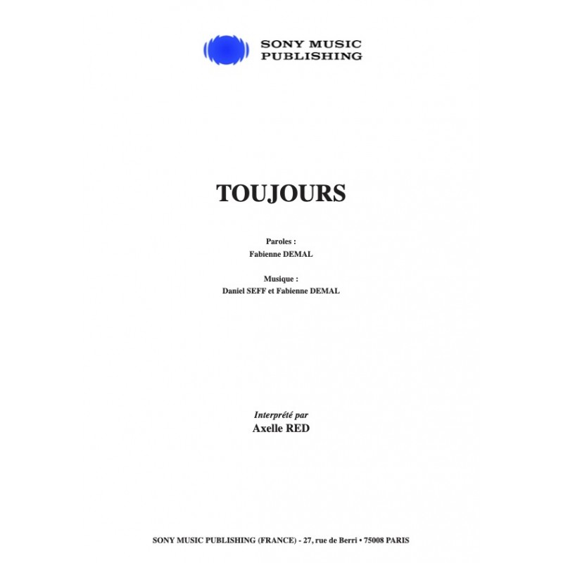 Partition TOUJOURS Axelle RED pdf