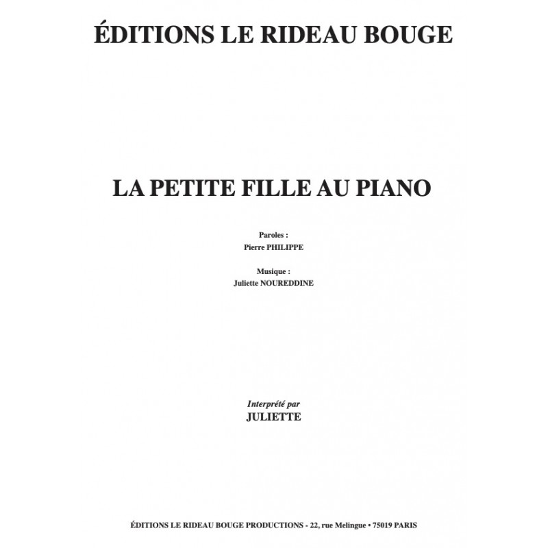 Partition LA PETITE FILLE AU PIANO Juliette pdf