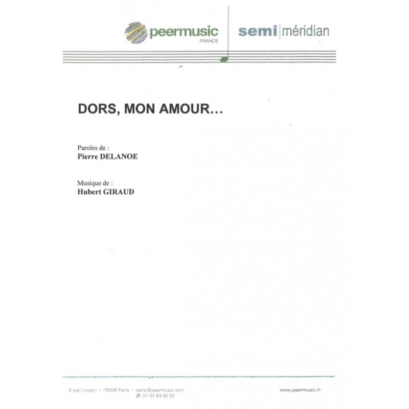 Sheet music DORS MON AMOUR André Claveau
