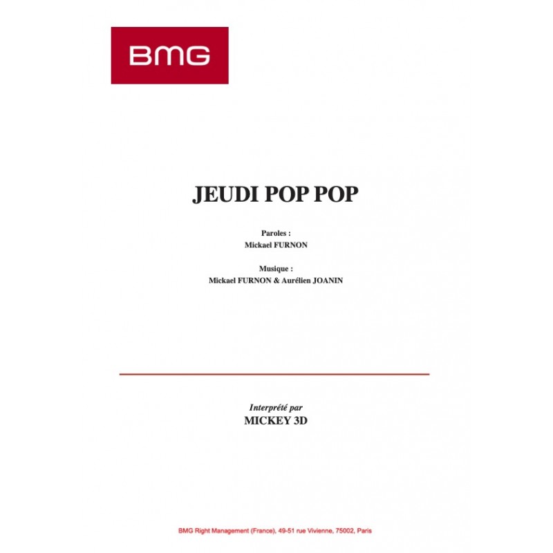 Partition JEUDI POP POP MICKEY 3D pdf