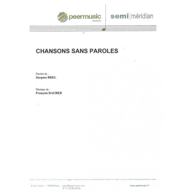 Partition CHANSONS SANS PAROLES Jacques Brel
