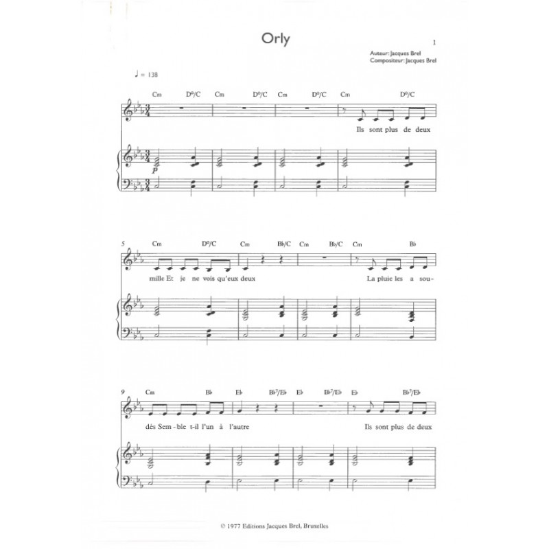 Partition ORLY Jacques BREL pdf