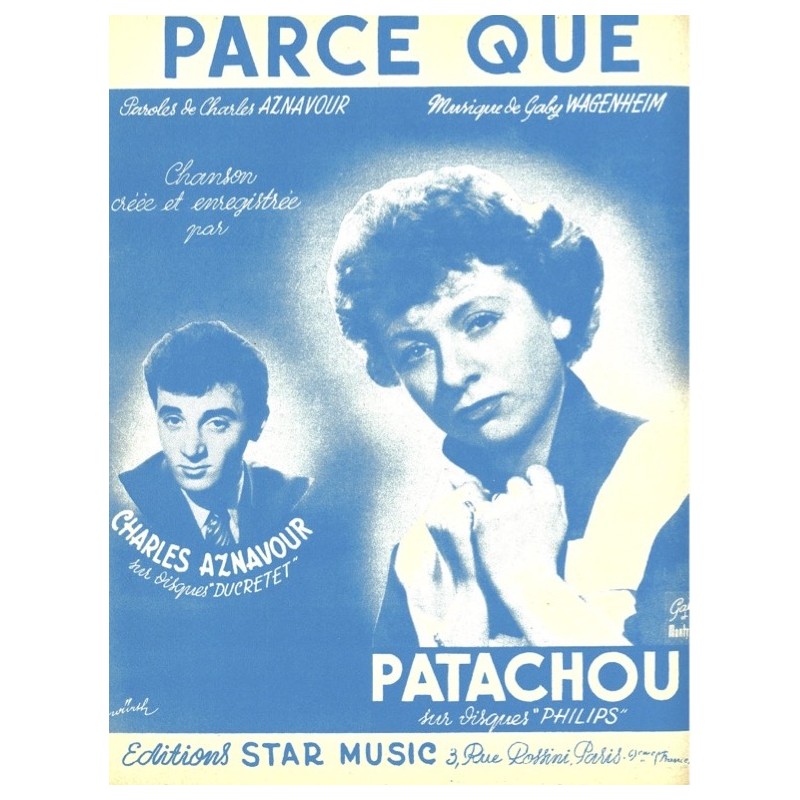 Sheet music PARCE QUE Charles AZNAVOUR