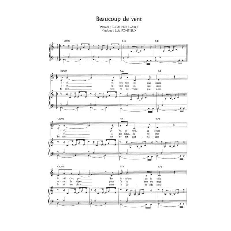 Sheet music BEAUCOUP DE VENT Claude NOUGARO
