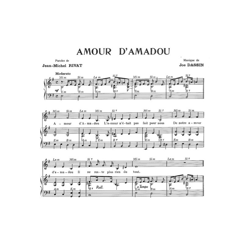 Partition AMOUR D'AMADOU Valentine ST JEAN