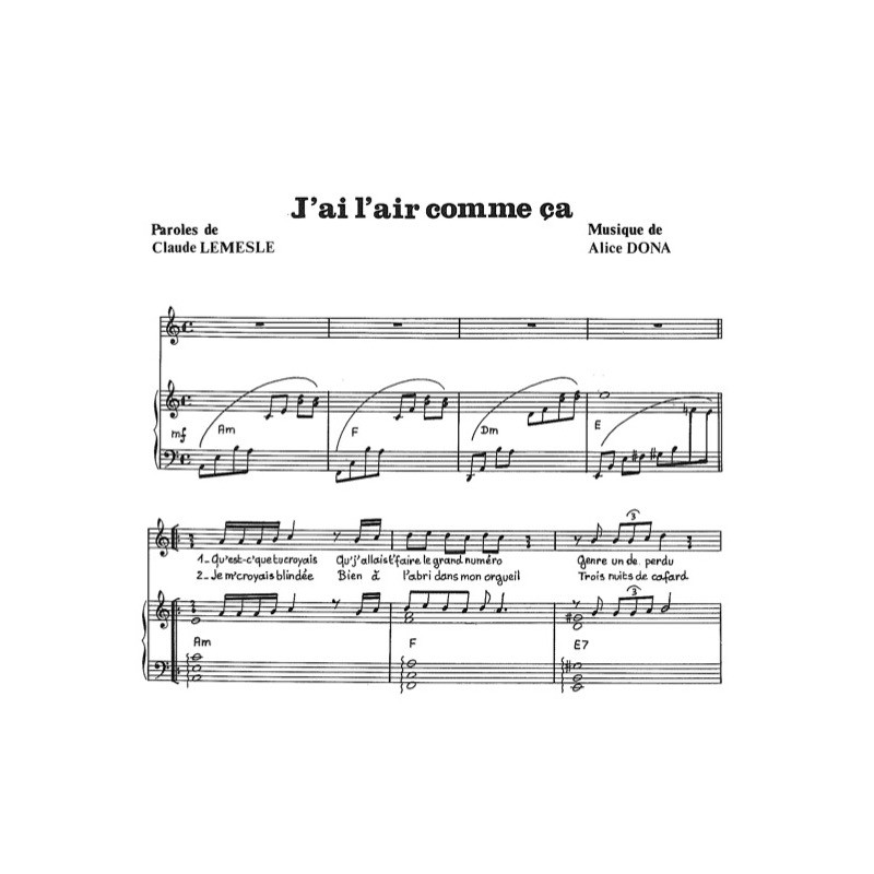 Partition J'AI L'AIR COMME ÇA Alice DONA pdf