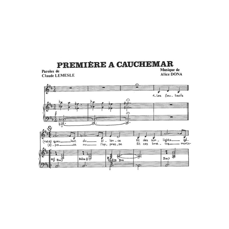 Partition PREMIÈRE À CAUCHEMAR Alice DONA pdf
