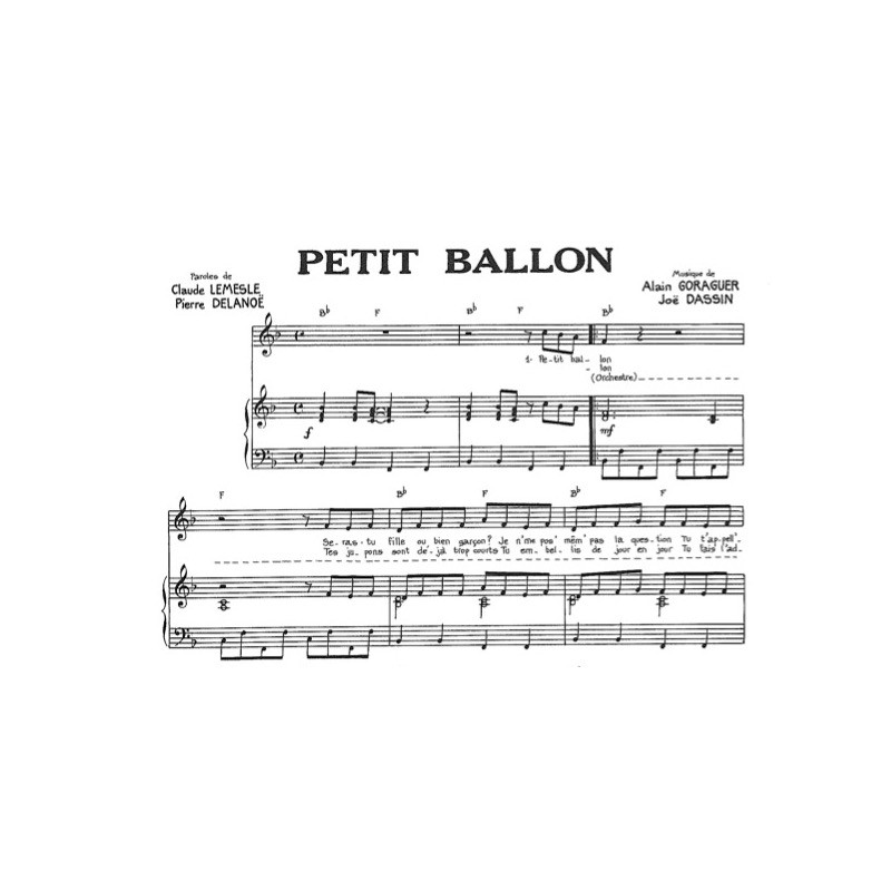 Partition PETIT BALLON Joe DASSIN
