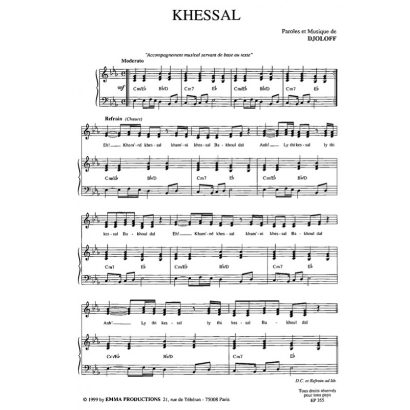 Sheet music KHESSAL DJOLOFF pdf