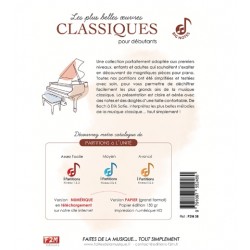 Partition LES PLUS BELLES ŒUVRES CLASSIQUES POUR DÉBUTANTS VOLUME 2