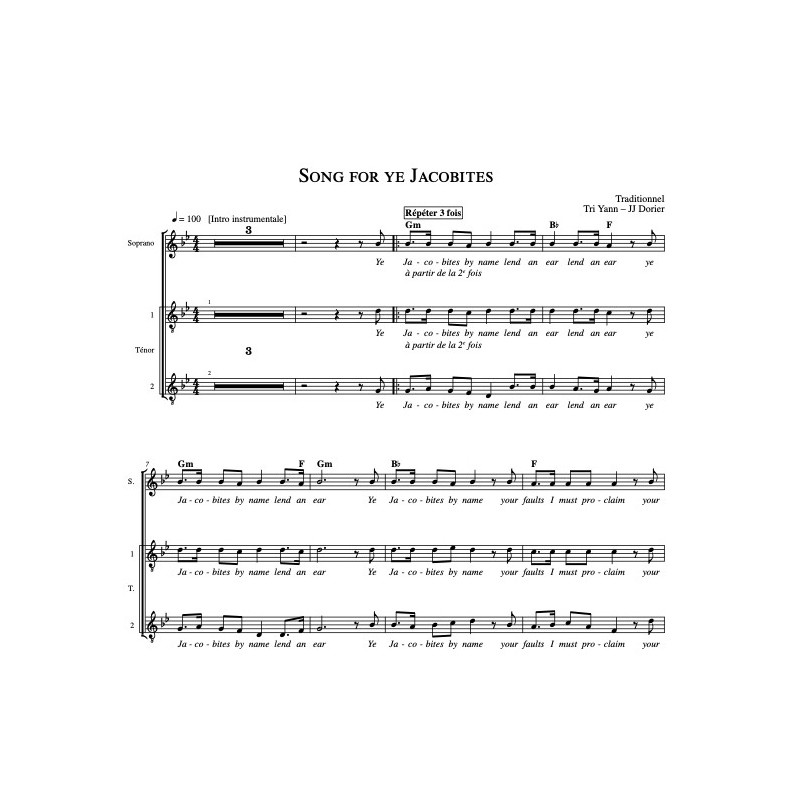 Partition SONG FOR YE JACOBITES (CHORALE) TRI YANN pdf