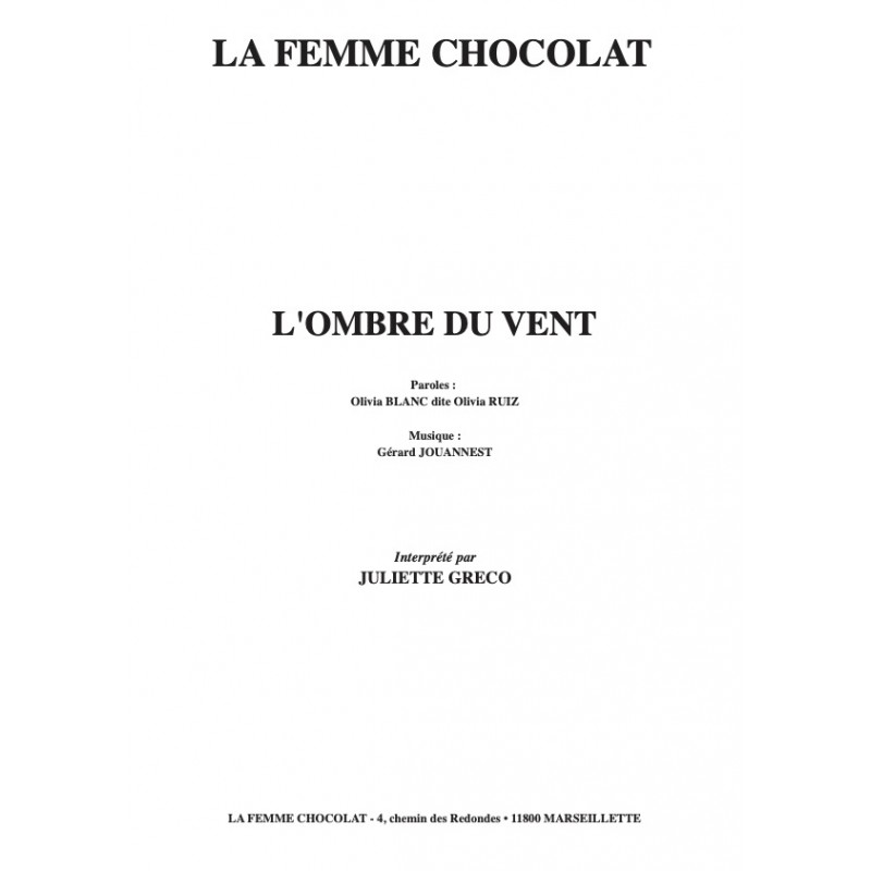 Partition L'OMBRE DU VENT Juliette GRÉCO pdf