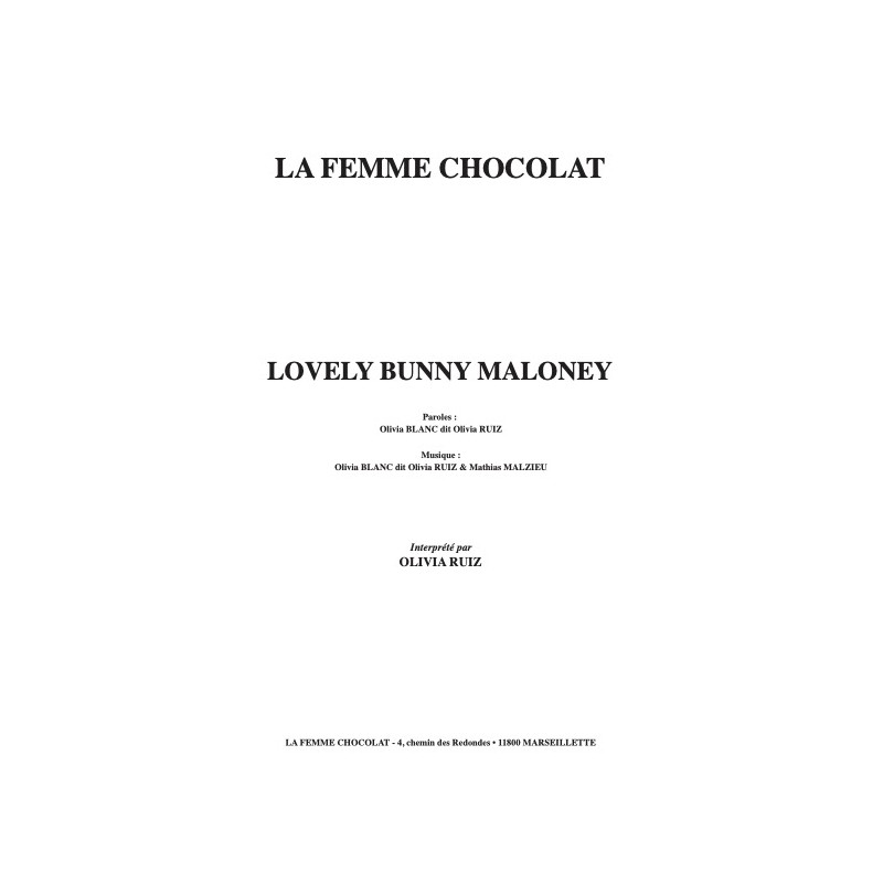 Sheet music LOVELY BUNNY MALONEY Olivia RUIZ pdf