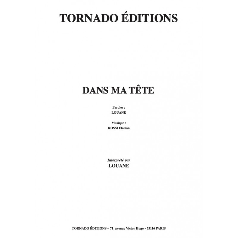 Partition DANS MA TÊTE LOUANE pdf