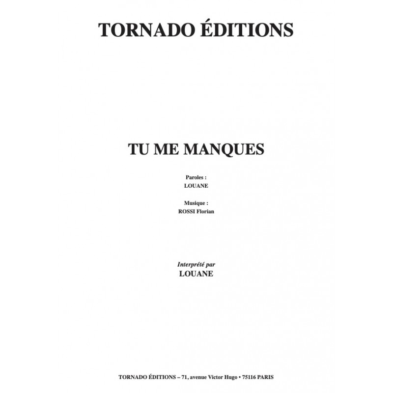 Partition TU ME MANQUES LOUANE pdf
