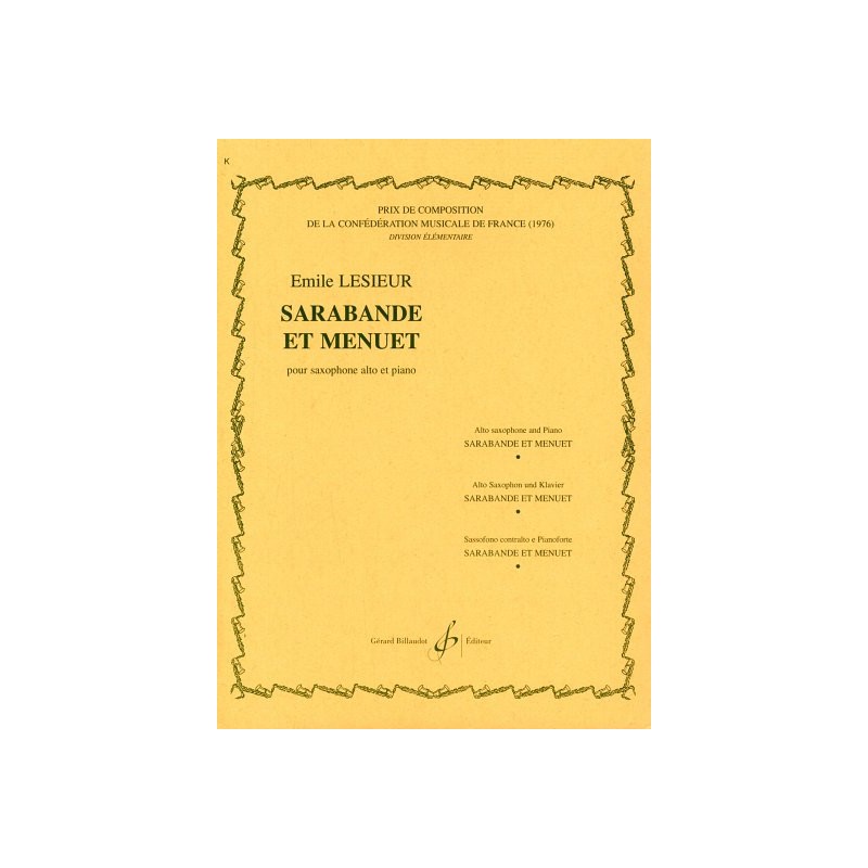 Sheet music SARABANDE ET MENUET Emile LESIEUR