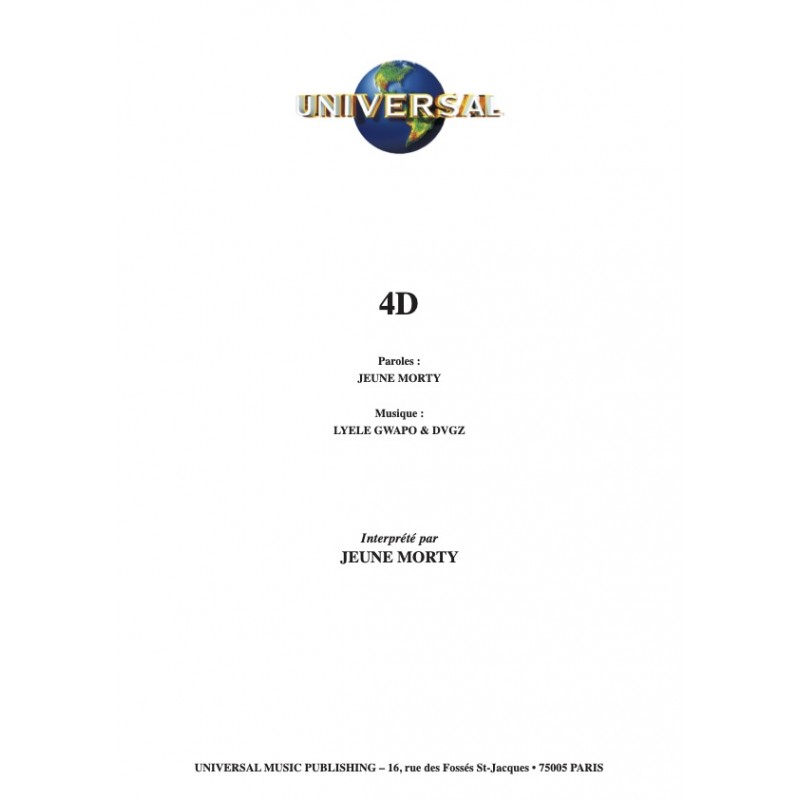 Sheet music 4D JEUNE MORTY pdf