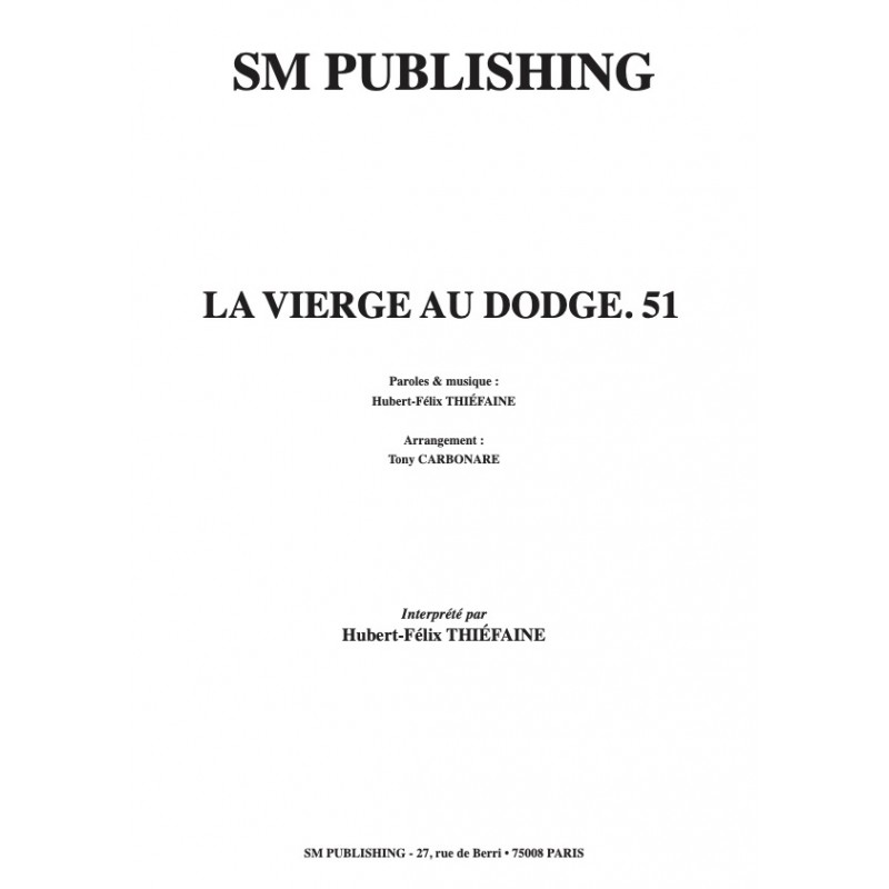 Sheet music LA VIERGE AU DODGE 51 Hubert Félix THIEFAINE pdf