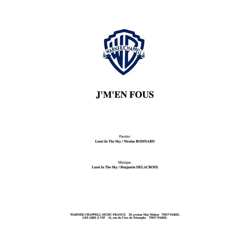Partition PDF J'M'EN FOUS LUSSI IN THE SKY