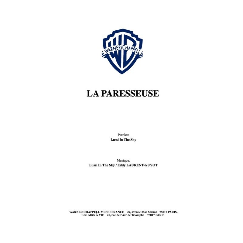 Partition PDF LA PARESSEUSE LUSSI IN THE SKY