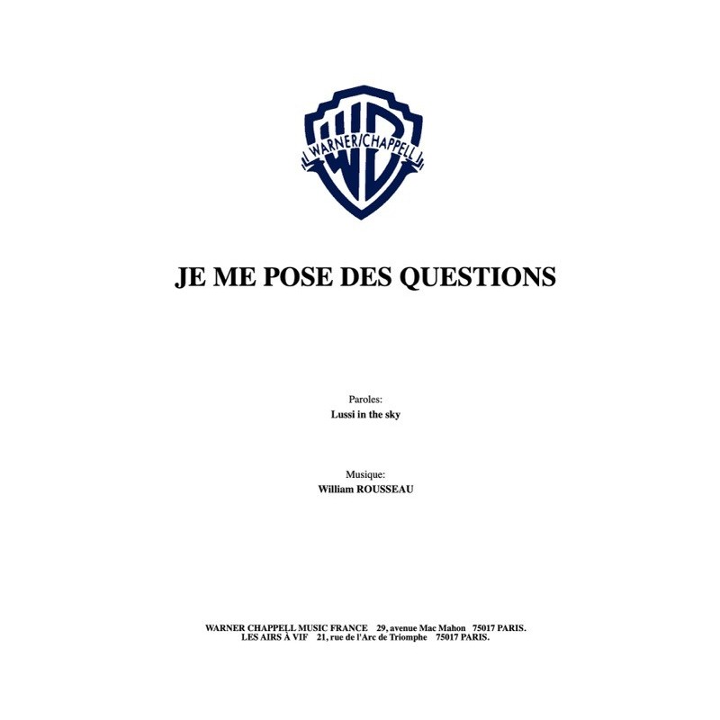 Partition PDF JE ME POSE DES QUESTIONS LUSSI IN THE SKY