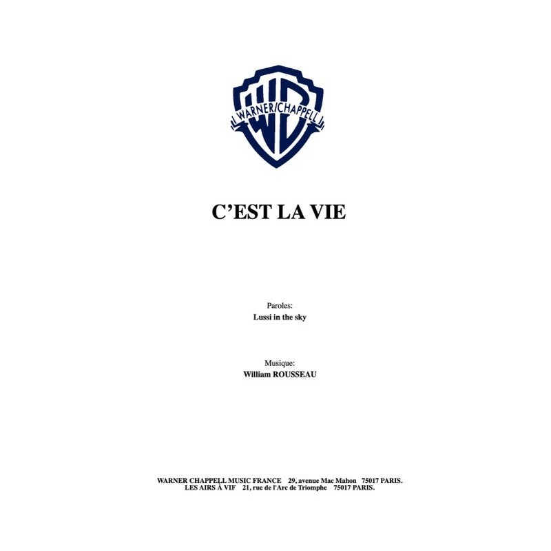 Partition PDF C'EST LA VIE LUSSI IN THE SKY
