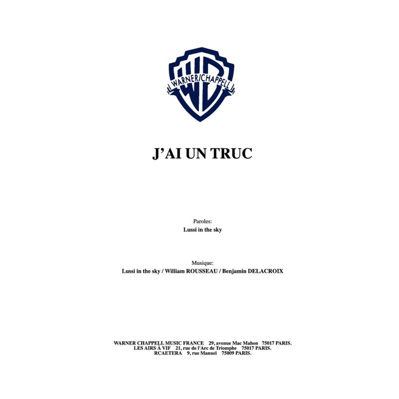 Partition PDF J'AI UN TRUC LUSSI IN THE SKY