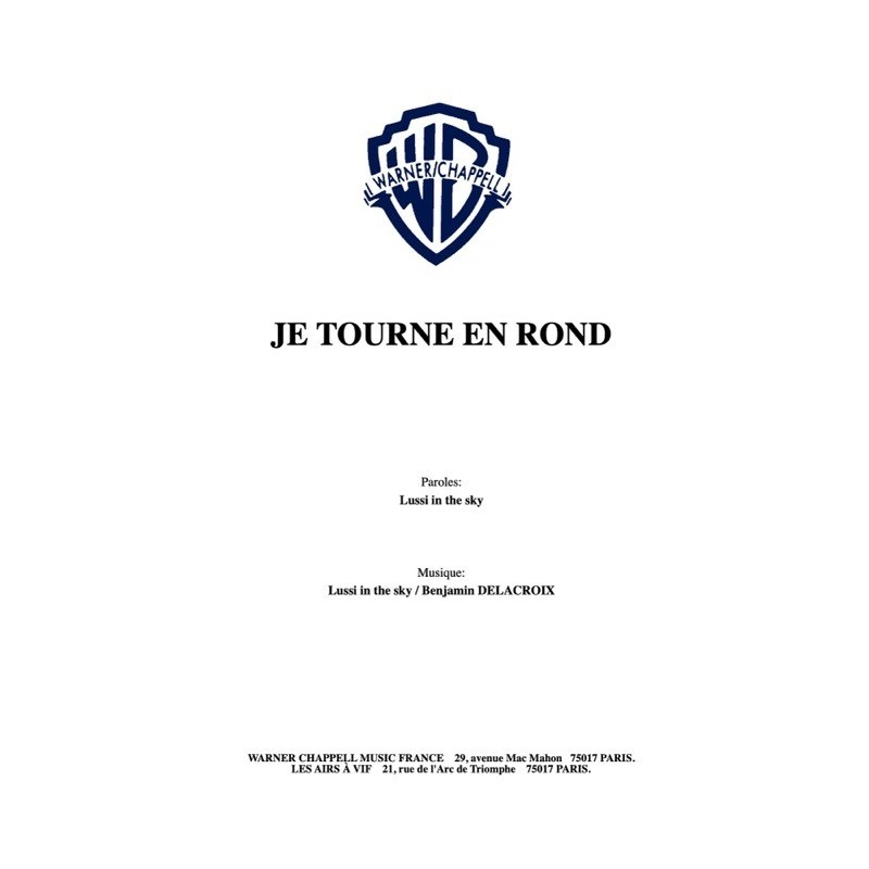 Partition PDF JE TOURNE EN ROND LUSSI IN THE SKY