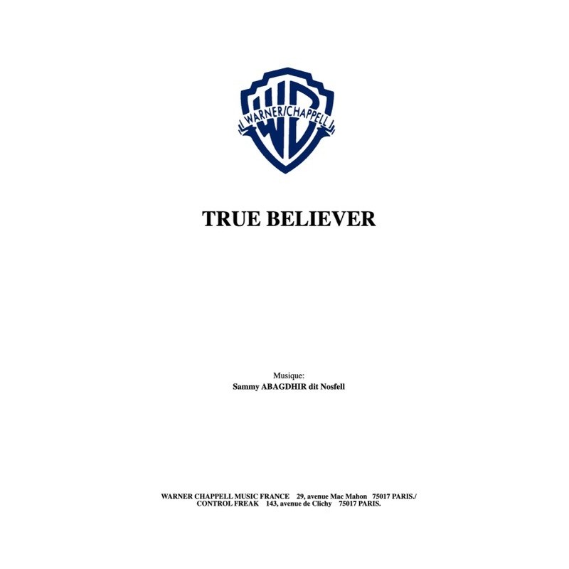 Partition PDF TRUE BELIEVER NOSFELL