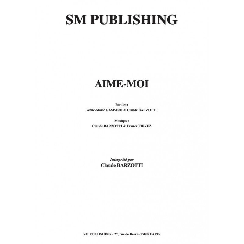 Partition AIME-MOI Claude Barzotti pdf