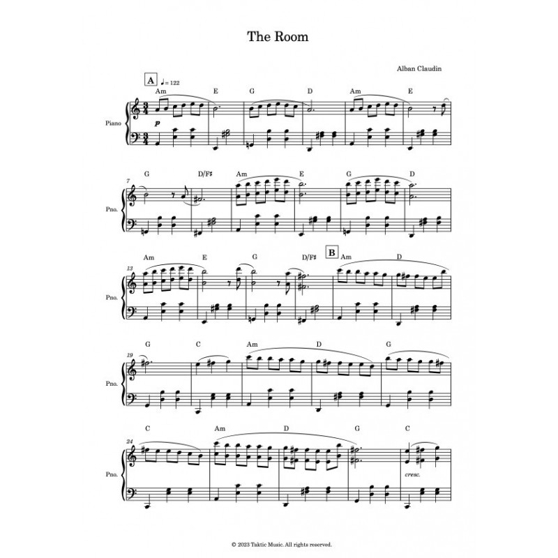 Partition PDF THE ROOM Alban CLAUDIN