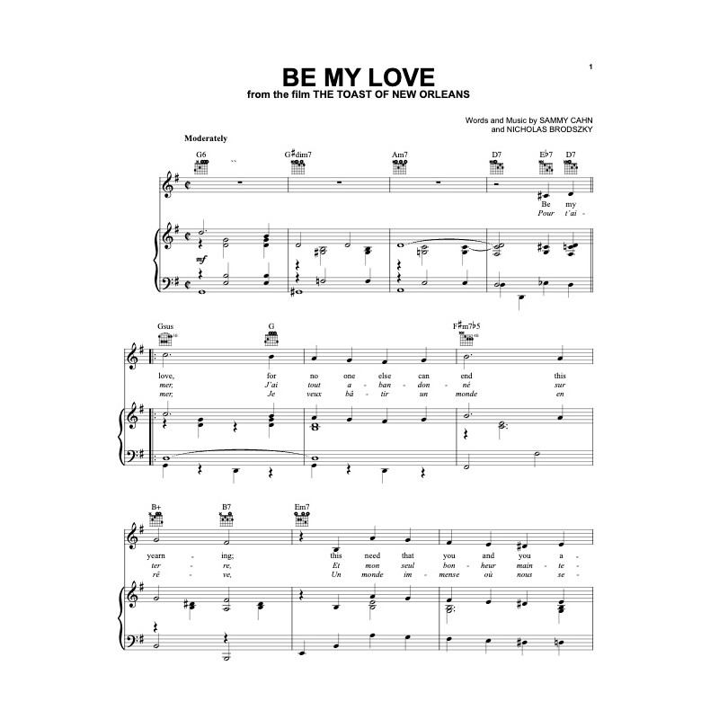 Sheet music BE MY LOVE Mario Lanza & Kathryn Grayson