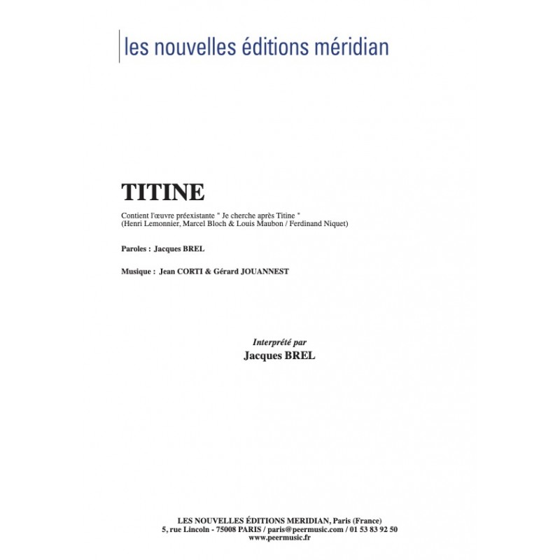 Partition TITINE JACQUES BREL