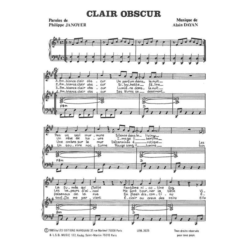 Partition CLAIR OBSCUR Alain DAYAN pdf