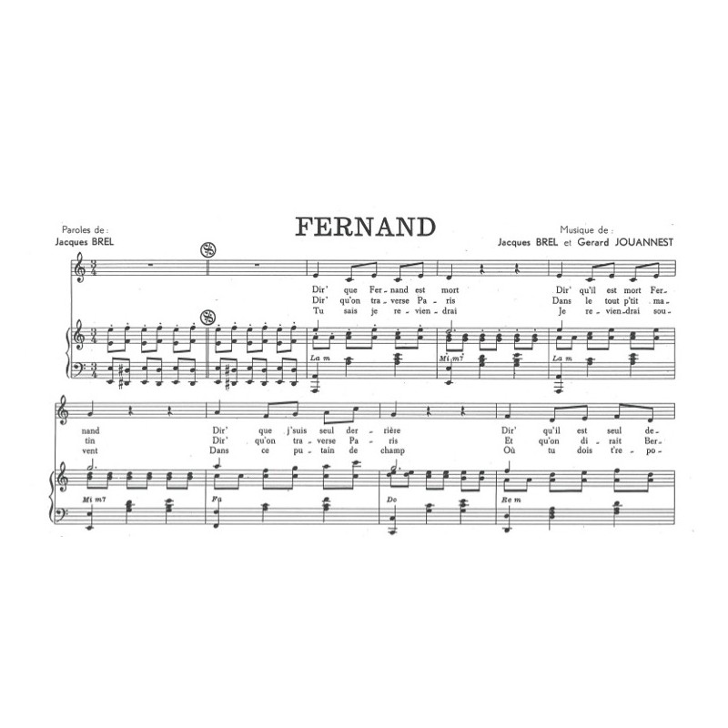 Partition FERNAND Jacques BREL pdf