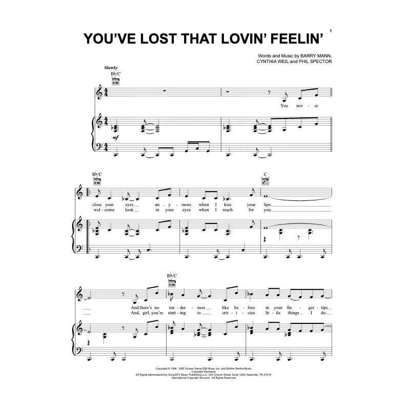 Sheet music YOU'VE LOST THAT LOVIN' FEELIN' Elvis Presley