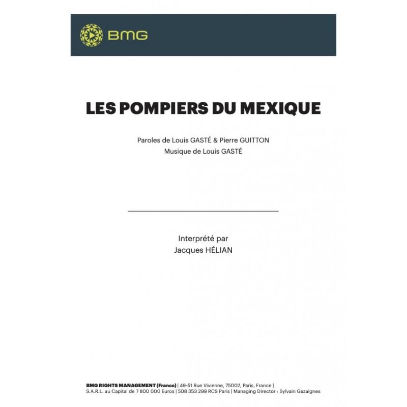 Sheet music LES POMPIERS DU MEXIQUE Jacques Hélian pdf