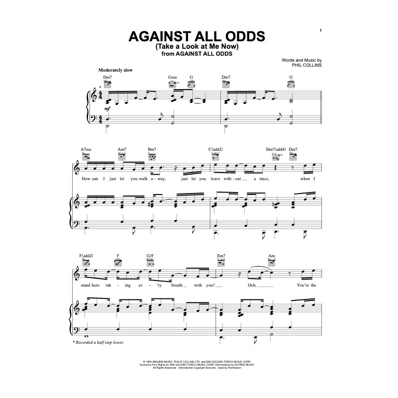 Sheet music AGAINST ALL ODDS (TAKE A LOOK AT ME NOW) Phil COLLINS