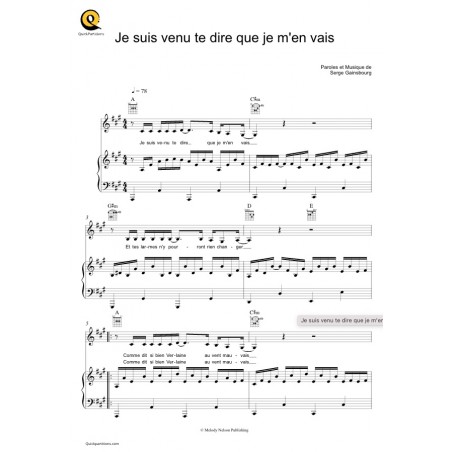 JE SUIS VENU TE DIRE QUE JE M'EN VAIS