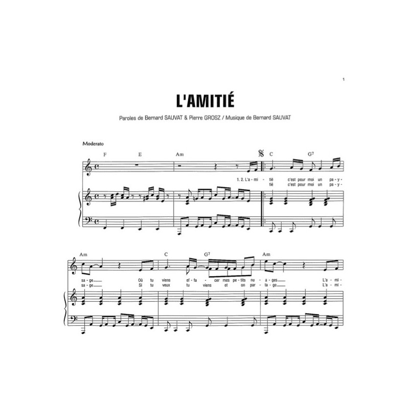 Sheet music L'AMITIÉ Bernard Sauvat pdf