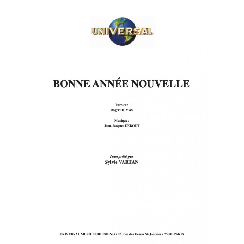 Partition BONNE ANNÉE NOUVELLE Sylvie Vartan pdf