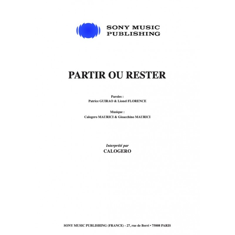 Partition PARTIR OU RESTER CALOGERO PDF