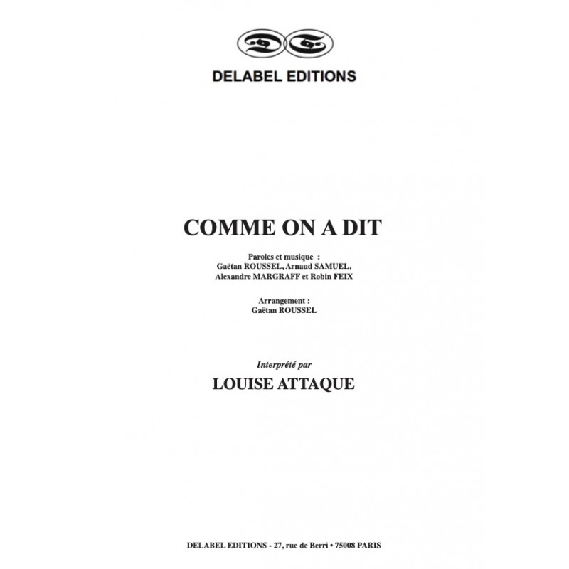 Partition COMME ON A DIT LOUISE ATTAQUE PDF