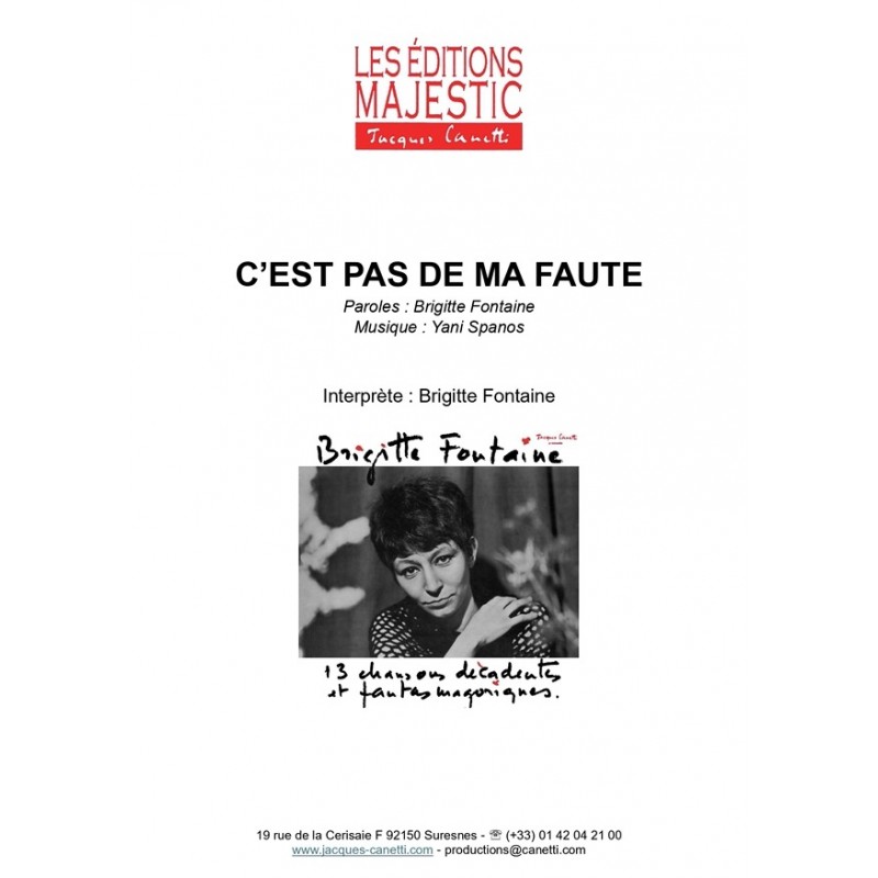 Partition C'EST PAS DE MA FAUTE Brigitte FONTAINE