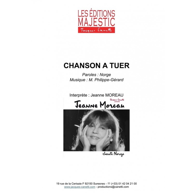 Sheet music CHANSON À TUER Jeanne MOREAU