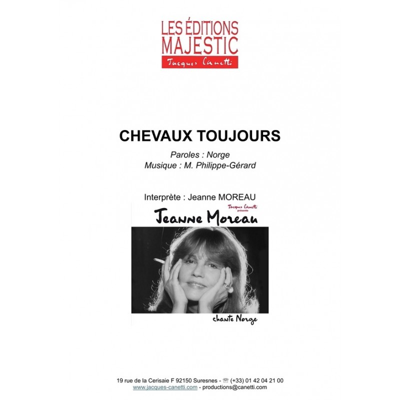 Sheet music CHEVAUX TOUJOURS Jeanne MOREAU