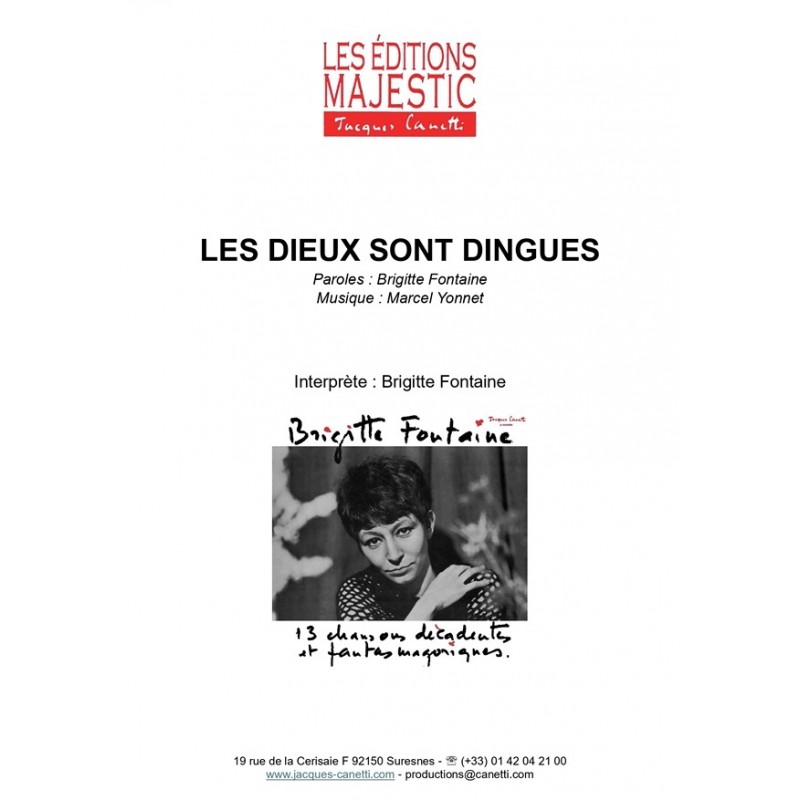 Sheet music LES DIEUX SONT DINGUES Brigitte FONTAINE