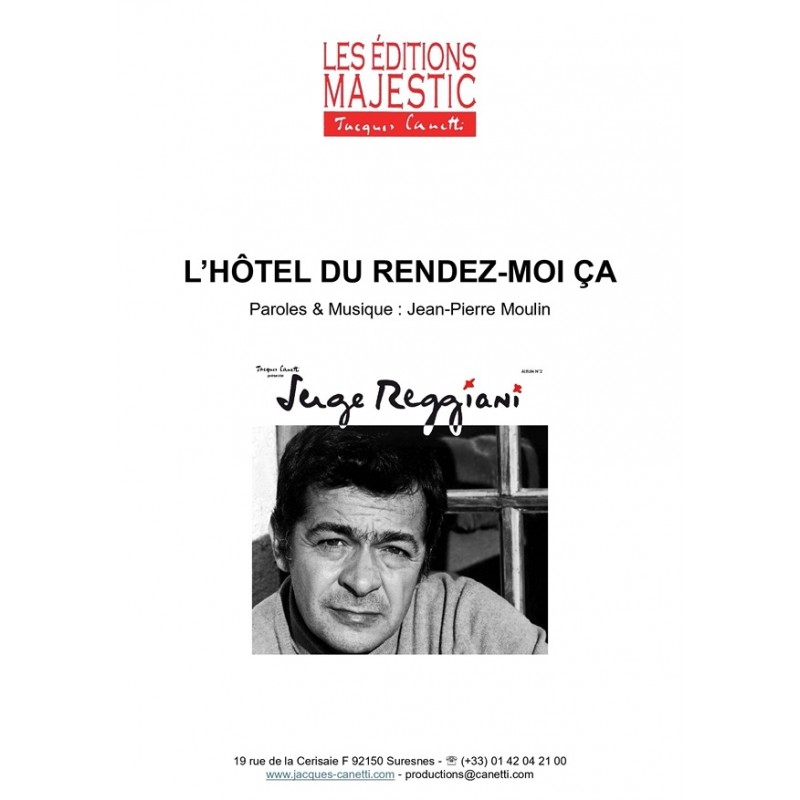 Sheet music L'HÔTEL DU RENDEZ-MOI ÇA Serge REGGIANI